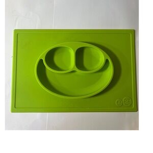ezpz Happy Mat Silicone Suction Placemat Plate Lime Green Baby Toddler Feeding